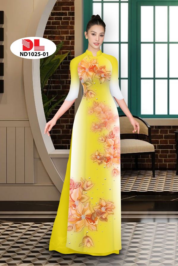 Vải Áo Dài Hoa In 3D AD ND1025 17